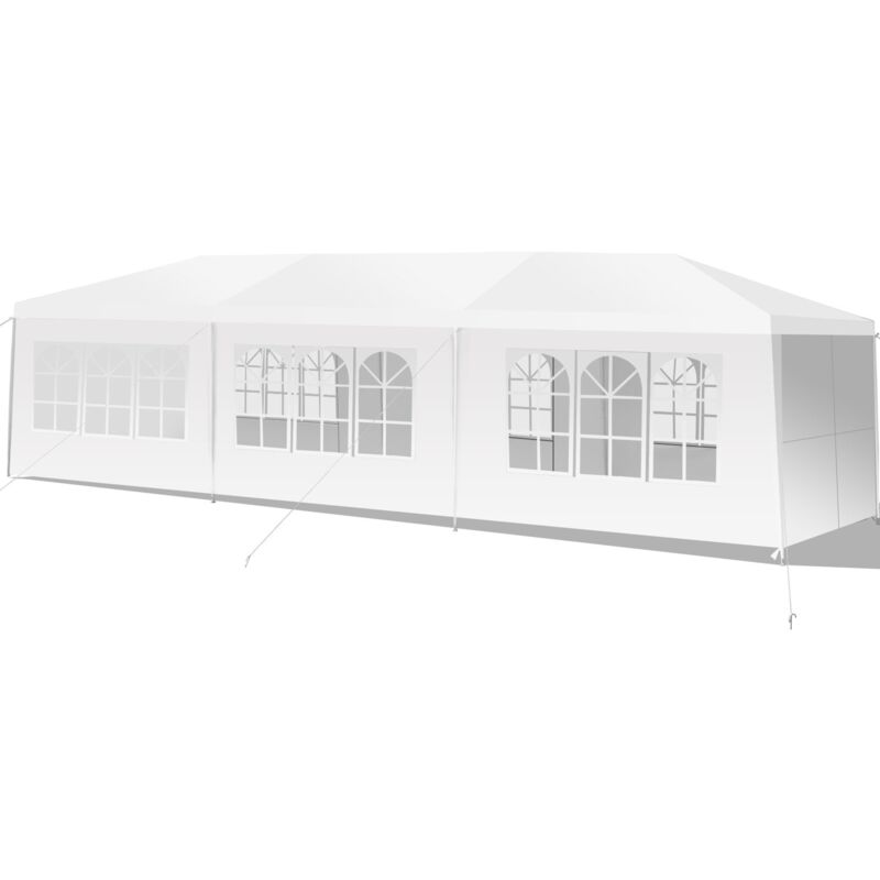 Tonnelle de Jardin Extérieur/Barnum 3x9m-27㎡ Tente de Réception Imperméable avec 8 Parois Amovibles Blanc - Costway