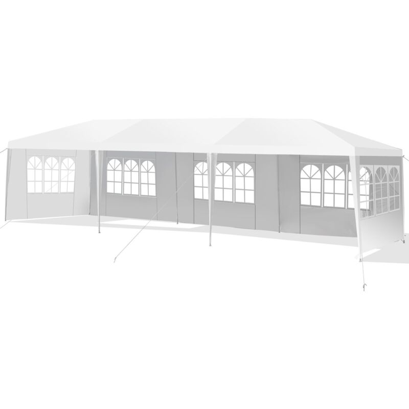 Tonnelle de Jardin Extérieur/Barnum 3x9m-27㎡ Tente de Réception avec 5 Parois Amovibles Piquets de Terre et Fenêtre sur Côté - Costway