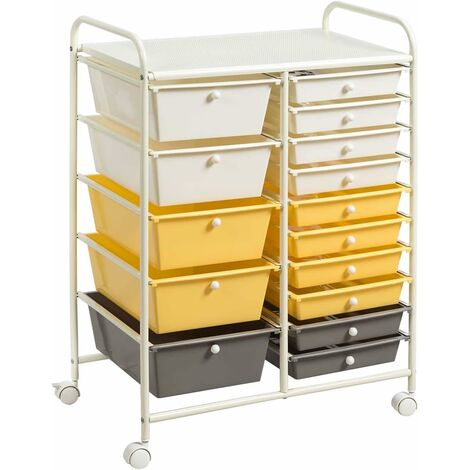 Tour Rangement 6 Tiroirs COSTWAY - Avec Roulettes 63x37x74cm | Meuble De Rangement Mobile
