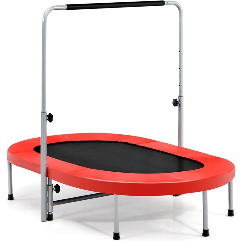 

Trampolín Cama elástica ovalada doble para 2 personas plegable fitness con empuñadura y almohadilla de seguridad (Rojo) - Costway