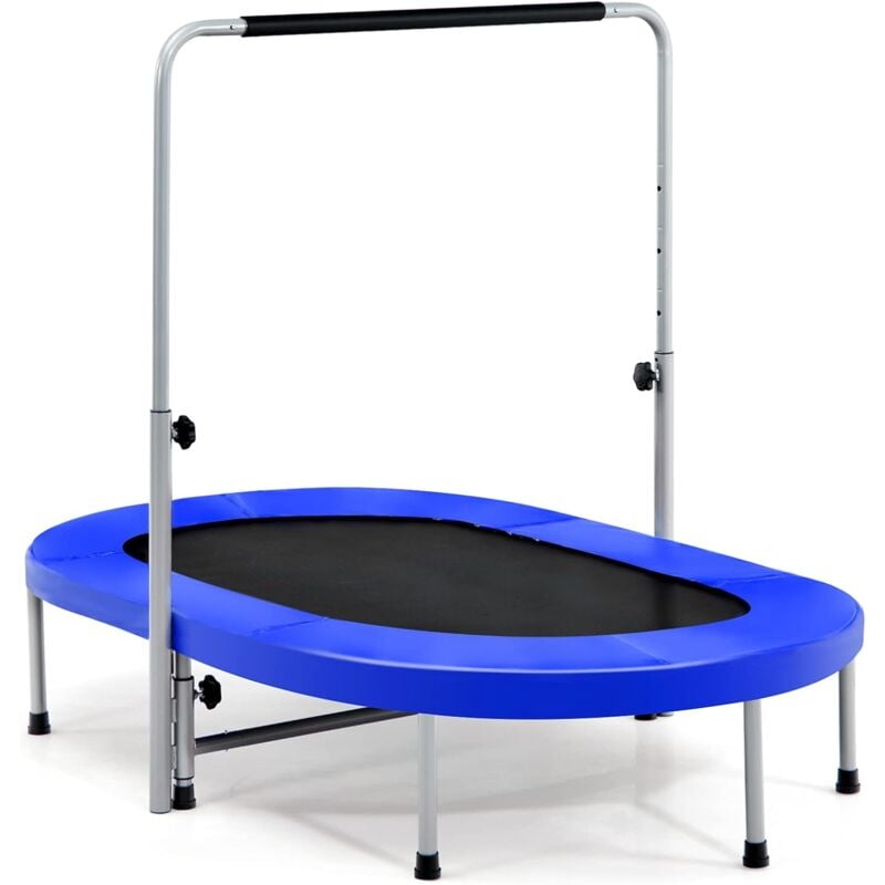 

Trampolín Cama Elástica Ovalada Doble para 2 Personas Plegable Fitness con Empuñadura y Almohadilla de Seguridad (Azul) - Costway