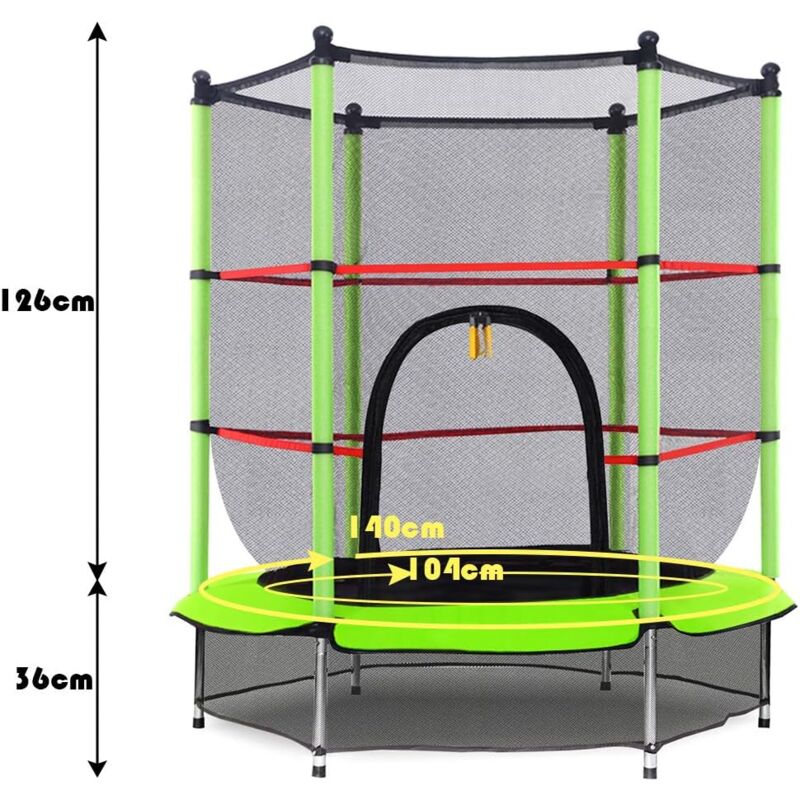 Costway Trampoline Enfant /Ø 140 cm avec Filet de Protection Trampoline Fitness Rond pour Exterieur Charge Max 50KG