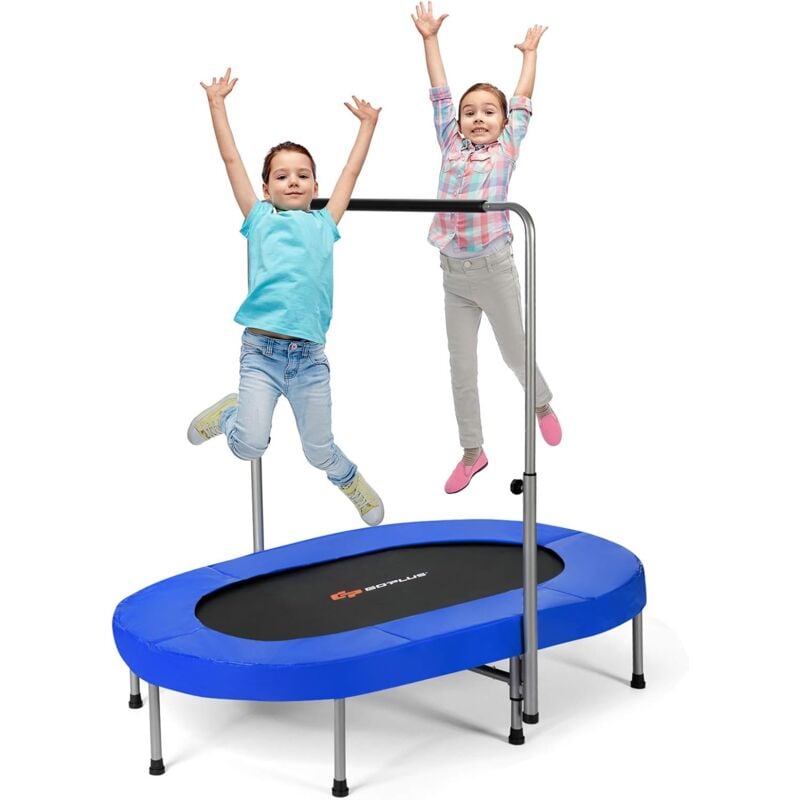 Trampoline de Fitness Double Pliable 153x128cm avec Poignée Réglable sur 5 Positions - Costway