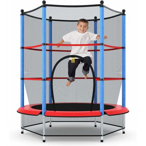 Mini siège sauteur 63 po pour enfants trampoline intérieur/extérieur de  Soozier avec filet de protection élastique; bâton épais rembourré pour  enfants de 3-10 à 7 ans; bleu