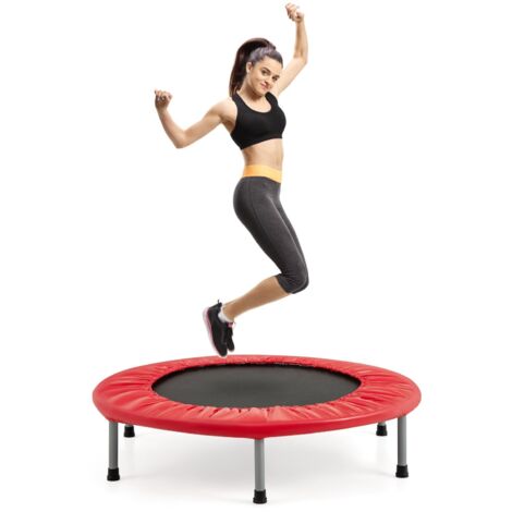 COSTWAY Trampolino Elastico Pieghevole, Tappetino Elastico da Interno ed Esterno con 32 Molle, 6 Gambe e Copertura, Carico Massimo 150 kg (Rosso)