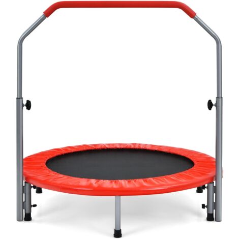 COSTWAY Trampolino per Bambini e Adulti, Tappeto Elastico Pieghevole e Regolabile in 4 Altezze con Maniglia, Capacità di Carico 150 kg