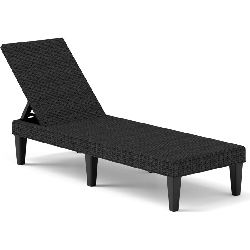 Transat Jardin Exterieur, Bain de Soleil à 3 Positions, pe Texture Rotin, 185 x 57 x 50 cm, Charge 150 kg, Chaise Longue Pliante, 6 Pieds