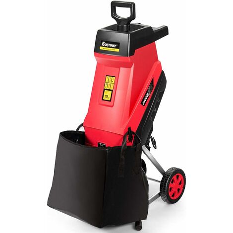 COSTWAY Trituradora de Jardín 2400W con Ruedas y Protección de Sobrecarga Cortadora para Ramas hasta 45 mm con Bolsa de 45L