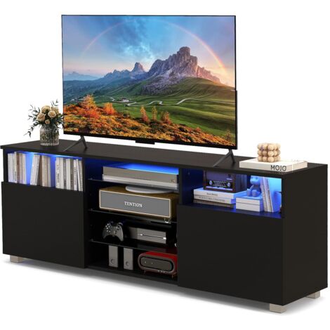 COSTWAY TV Stand Media Console Table Modern Entertainment Center for 65 inch TV Black