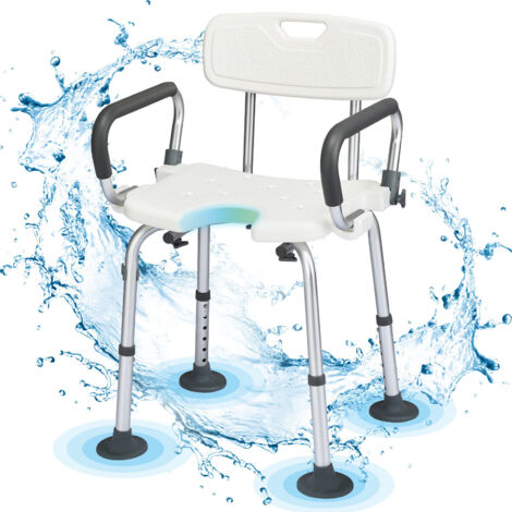 COSTWAY U-Shaped Shower Chair Elderly Disabled Adjustable Non-Slip Medical Bath Chair