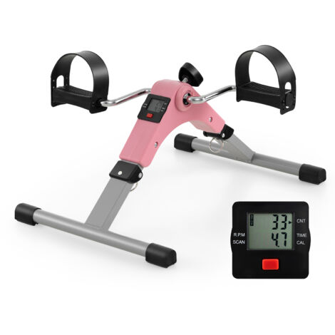 COSTWAY Under Desk Exercise Bike Foldable Mini Pedal Exerciser-Pink