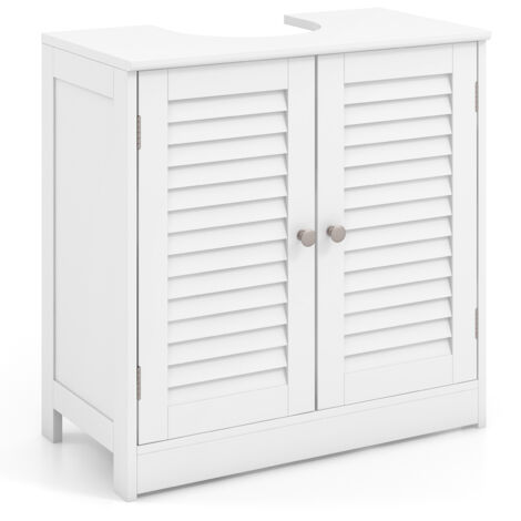 COSTWAY Under Sink Cabinet Freestanding Bathroom Vanity Cabinet Shutter Doors