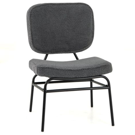 COSTWAY Upholstered Accent Chair Sherpa Reading Chair w/Sponge-Grey