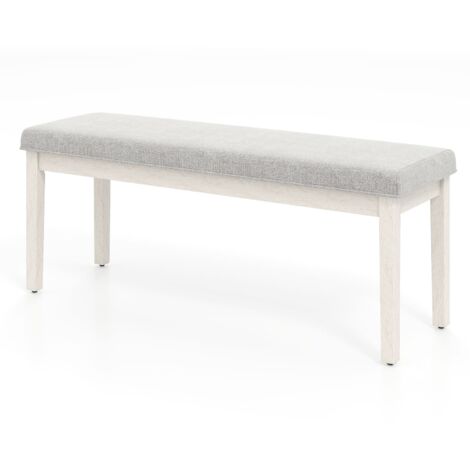 COSTWAY Upholstered Dining Bench Modern Linen Padded Shoe Bench-Light Grey