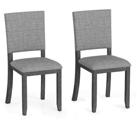COSTWAY Upholstered Dining Chairs Set of 2 with Soft Padded Seat-Gray