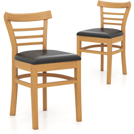 COSTWAY Upholstered Kitchen Chair Modern Dining Chair Set of 2-Natural