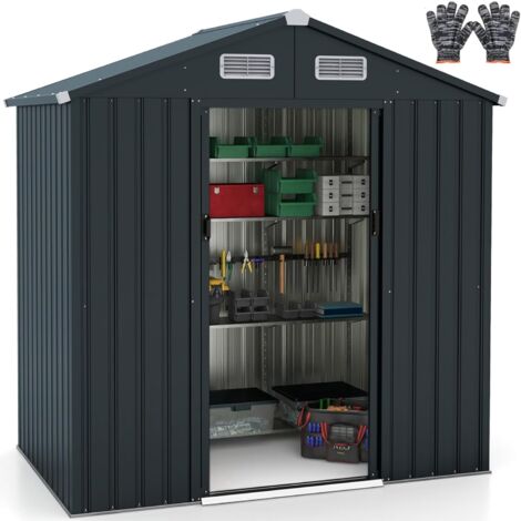 COSTWAY Utility Tool House Garden Storage Shed with Sloping Roof and Air Vents
