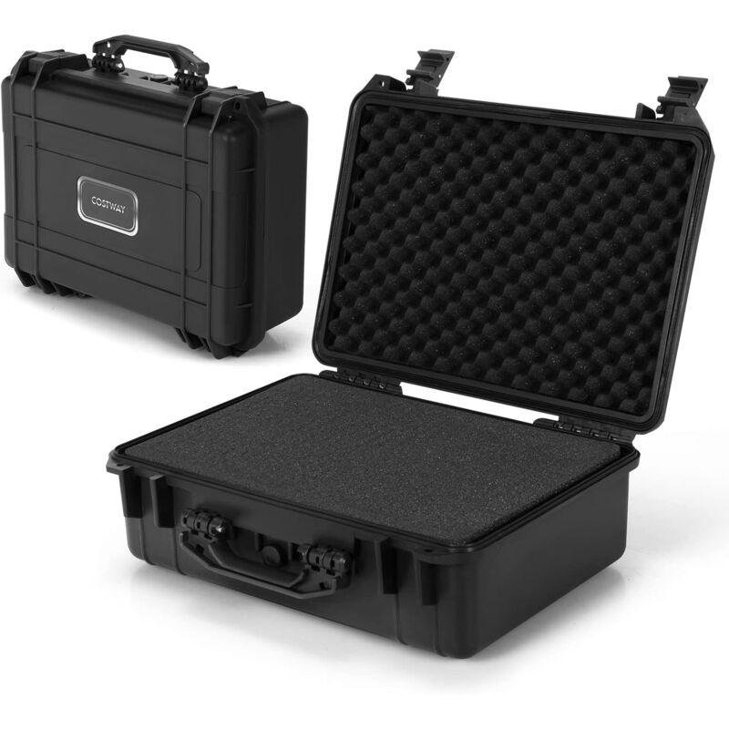 COSTWAY Valise Étanche pour Appareil Photo, Coffret de Protection Universel 47 x 37 x 18 cm, avec Insert en Mousse, Étui Rigide Étanche Portable pour