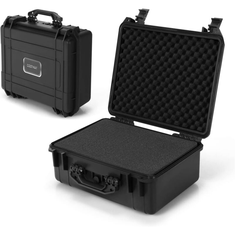 Costway - Valise Etanche pour Appareil Photo Coffret de Protection Universel Caméra, 34x31x16 cm, avec Insert en Mousse, Étui Rigide Etanche Portable