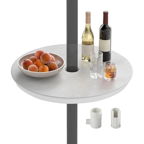 COSTWAY Vassoio per Ombrellone, Tavolino Portatile Leggero da 50 cm,per Ombrellone 38mm/48mm,Bianco
