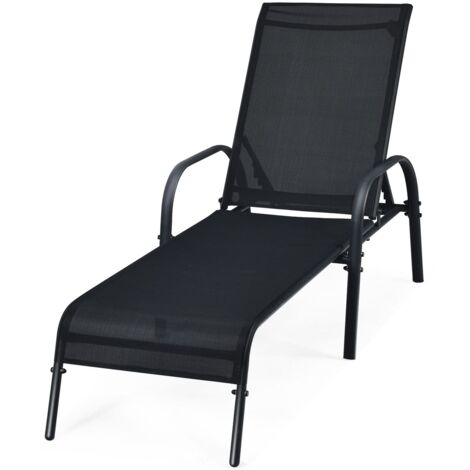 COSTWAY Versatile Chaise Lounge Chair with 5 Adjustable Positions-Black