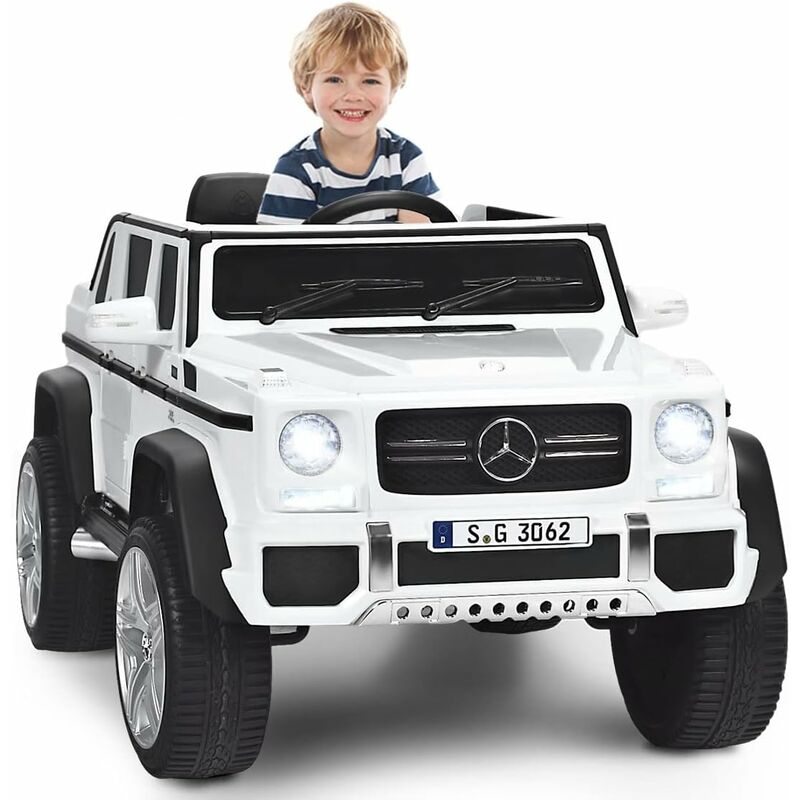 Costway - Mercedes Benz Voiture Électrique 12V pour Enfants 3-8 Ans, avec Télécommande 2.4G Blanc