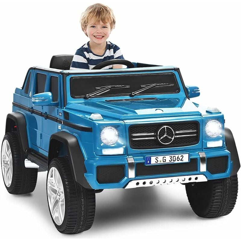 Mercedes Benz Voiture Électrique 12V pour Enfants 3-8 Ans, avec Télécommande 2.4G Bleu - Costway