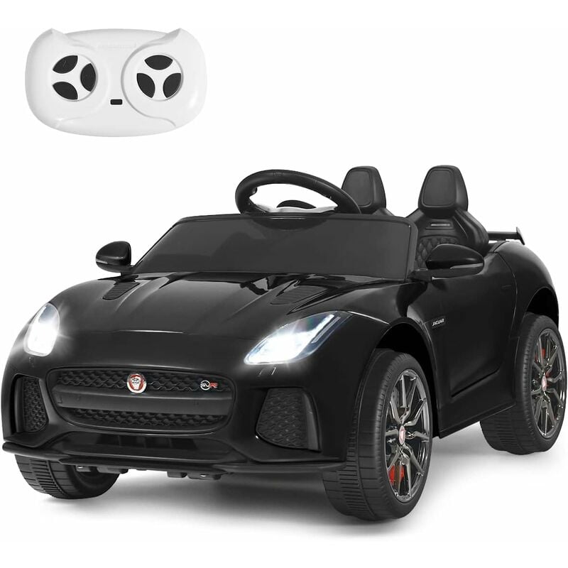 Jaguar Voiture Électrique 12V/4,5 pour Enfants 3-8 Ans, Télécommande 2.4G, 3-5 km/h,2 Moteur, MP3, usb, tf, Récit, Noir - Costway