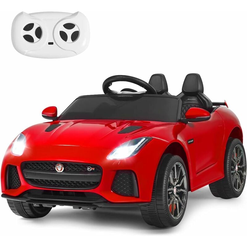 Costway - Jaguar Voiture Électrique 12V/4,5 pour Enfants 3-8 Ans, Télécommande 2.4G, 3-5 km/h,2 Moteur, MP3, usb, tf, Récit, Rouge
