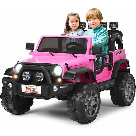 Costway – Voiture électrique 12V pour enfants 3+ ans – 2 places avec télécommande 2.4G – Lumières LED et musique – Dimensions 123x80x80 cm – Rose