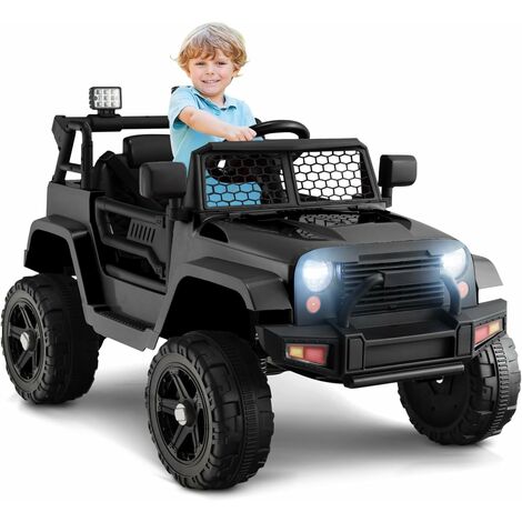 Costway – Voiture électrique 12V pour enfants – Télécommande 2,4G – 4 roues avec phares lumineux – Charge 30kg – Démarrage progressif – 3-7 ans (Noir)