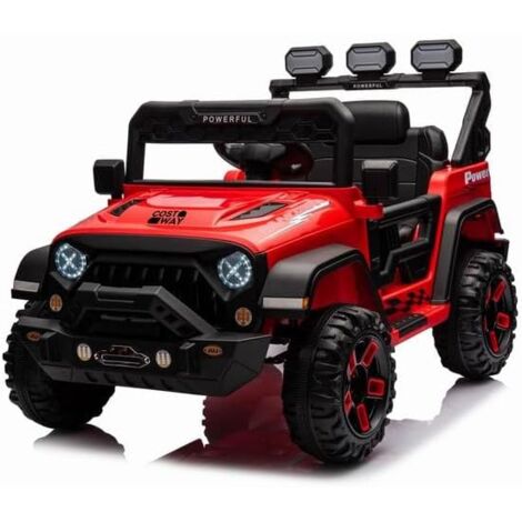 Costway – Voiture électrique enfant 12V avec télécommande 2,4G – 3 vitesses – Démarrage lent – Musique et lumières LED – Charge 30kg – Pour 3 ans et plus (Rouge)