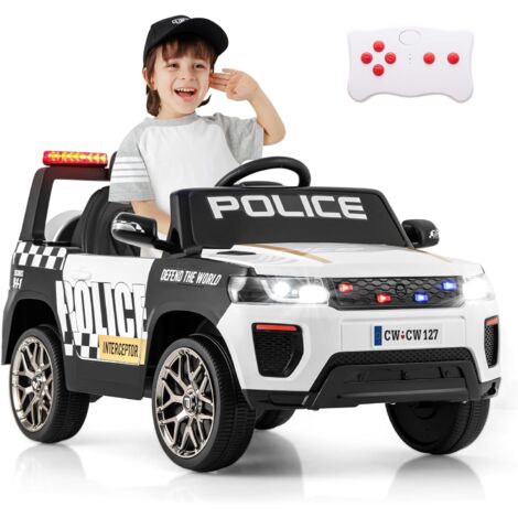 Costway – Voiture électrique enfant 12V – Télécommande 2,4G – 4x4 de police avec musique et lumières LED – 3 vitesses – Charge 30kg pour 3-8 ans