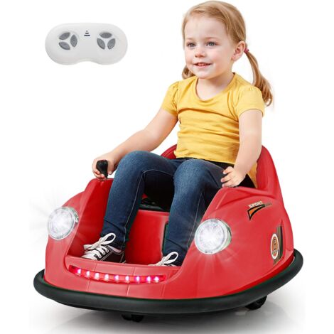 Costway – Voiture électrique enfant 12V télécommandée – Rotation 360° – Lumières LED et musique – Démarrage lent – Charge 20kg – Pour 2-5 ans (Rouge)