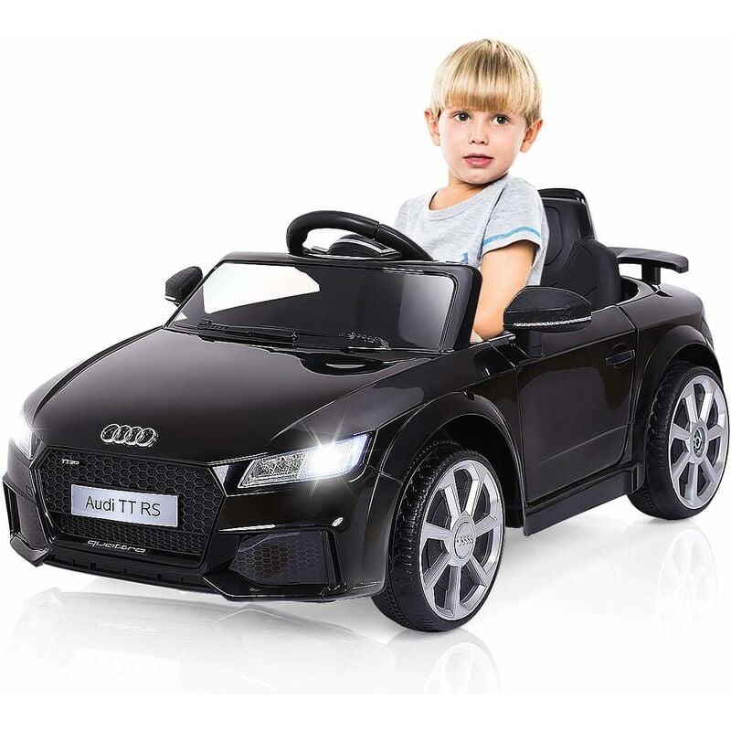 Audi Voiture Electrique pour Enfants 12V Max. 5 Km/h avec 2 Moteurs , MP3,Télécommande 2.4G, Musique, Klaxon, Lumières led Double Porte, Noir