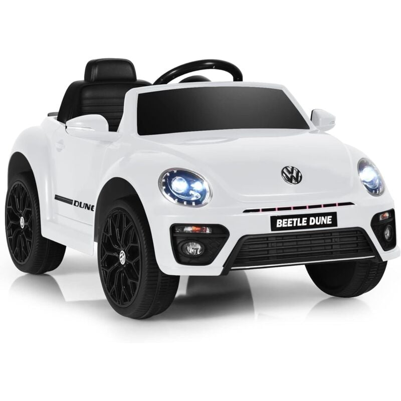 Volkswagen Beetle Voiture Électrique 12V Enfants avec Télécommande 2,4G, Véhicule Electrique avec Lumières & Musique, Démarrage Lent, Charge 30kg