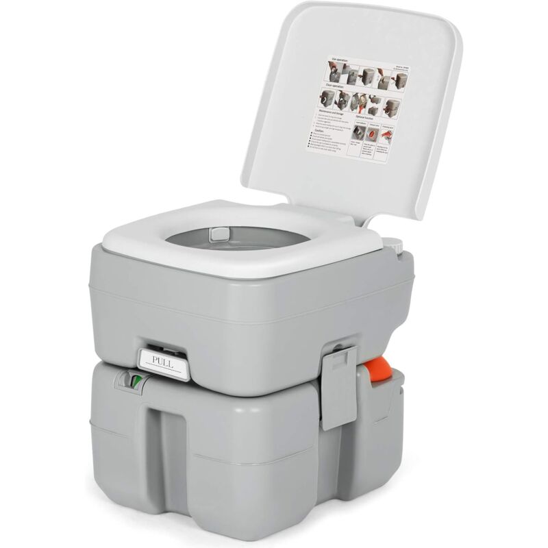 Costway - Toilettes Portables 20L Charge de 200 kg, Camping Toilette Anti-Fuite avec Indicateur de Niveau, pour Camping Voiture