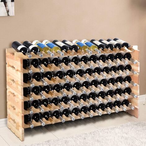 COSTWAY Weinregal aus Holz Flaschenregal Weinstaender Holzregal Weinschrank Flaschenstaender fuer 72 Flaschen