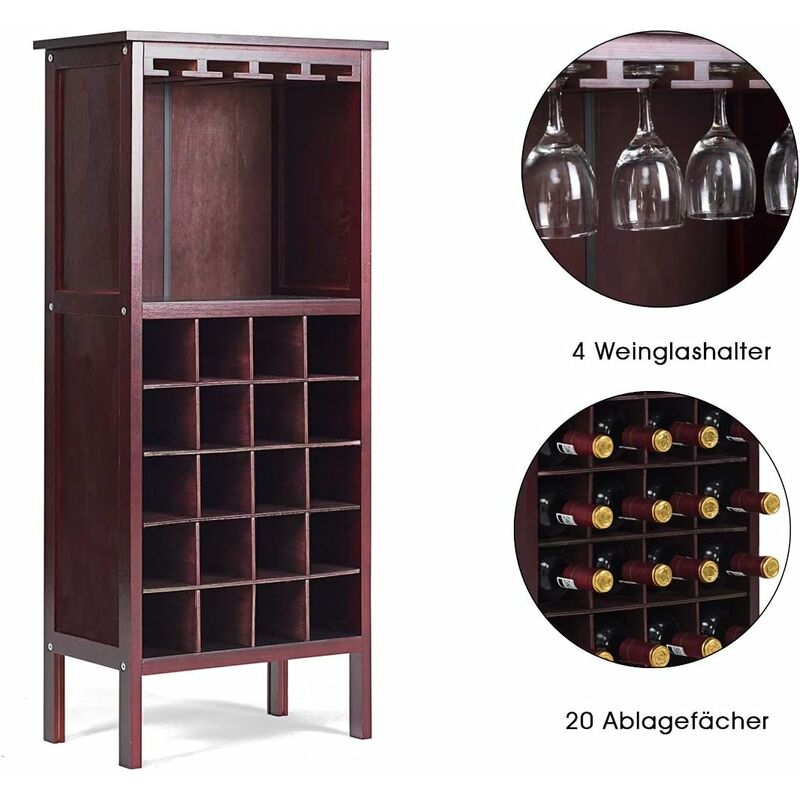 Möbel & Wohnen Weinregal 20 Flaschen Holz Flaschenregal Weinschrank