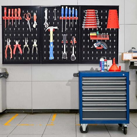 main image of "COSTWAY Werkzeugwand mit 17tlg. Werkzeughalter-Set, Lagersystem Werkzeughaltersortiment 3 Lochplatten, Werkstattwand Metall, Lochwand 120x60cm erweiterbar"