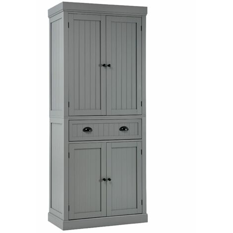 COSTWAY Wood Tall Storage Cabinet 2 Doors Display Organizer Freestanding Pantry Cupboard