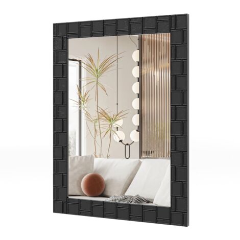 COSTWAY Wooden Framed Wall Mirror 80 x 60 cm Bathroom Rectangular Mirror