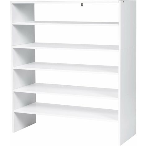 COSTWAY Zapatero Apilable Madera, 78 cm de Ancho, Estantería para Zapatos, Ideal para Vestíbulo, Pasillo, Baño, Salón 78x30x90 cm (blanco)