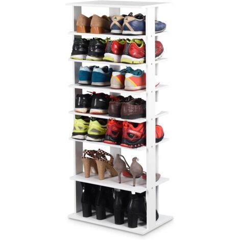 COSTWAY Zapatero de 7 Niveles Estante de Pie de Almacenamiento Estante de Zapatos para Entrada Dormitorio Sala de Estar Blanco