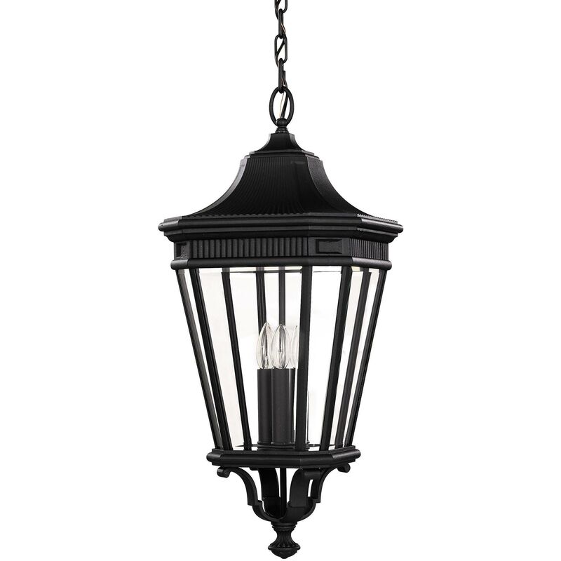 Elstead Lighting - Elstead Cotswold Lane - 3 Light Large Outdoor Ceiling Chain Lantern Black, E14