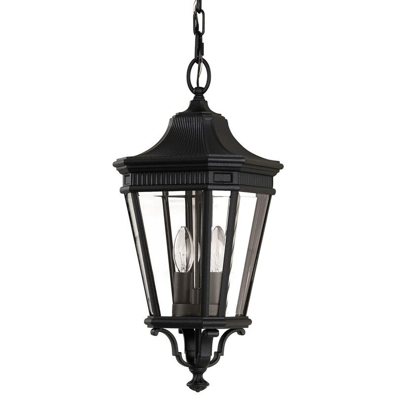 Elstead Lighting - Elstead Cotswold Lane - 2 Light Medium Outdoor Ceiling Chain Lantern Black, E14