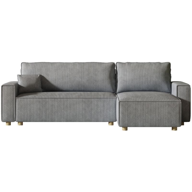 Concept-usine - cosy - Canapé convertible d'angle en velours côtelé gris clair