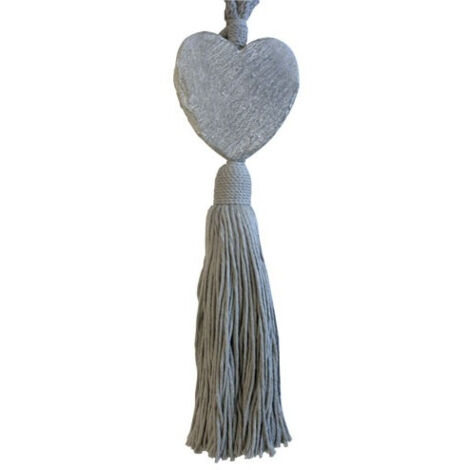 COSY - Embrasse rideau textile pompon coeur Coloris - Gris