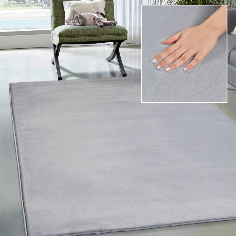 The Carpet - Cosy Kuschelig Warmer Fellteppich, Weich Und Elegant, Waschbar Und Fußbodenheizung Geeignet, Grau, 160 X 220 Cm