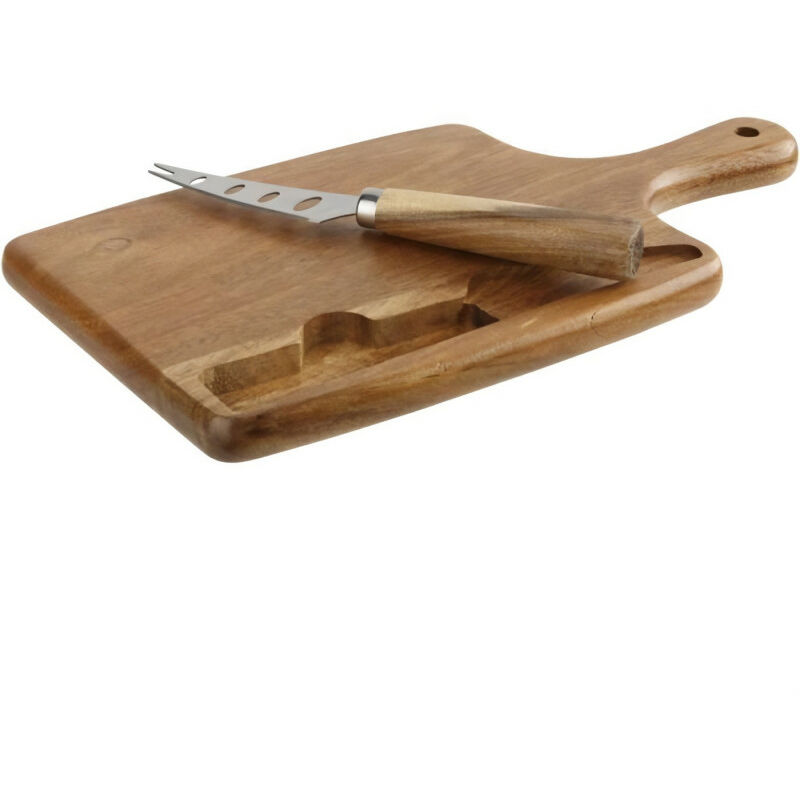 Cosy & Trendy 6367713 Planche a découper fournit avec un couteau a fromage-26X23XH1,5CM-Acacia